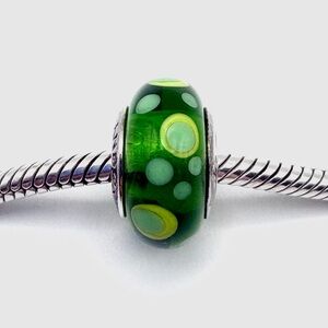 Pandora Green Bubbles Murano Glass Sterling Silver Charm